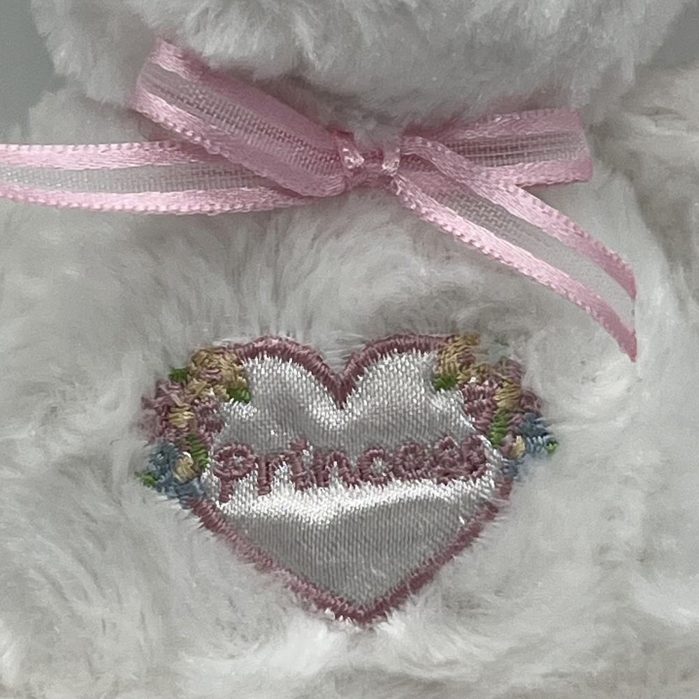 Vintage Carter's White Bunny Plush Rattle Pink Bow Embroidered Heart‎ Princess - Picture 5 of 16